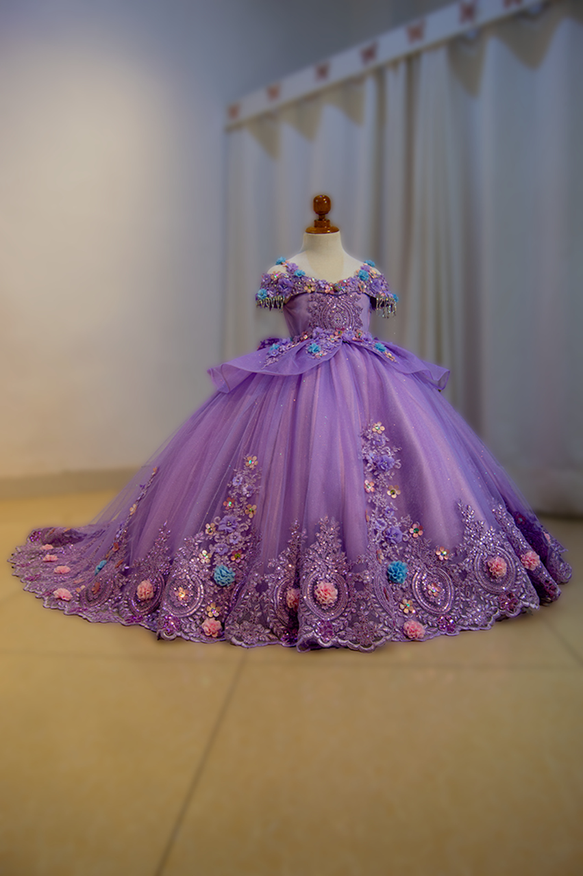 vestido de niña lila rapunzel 3