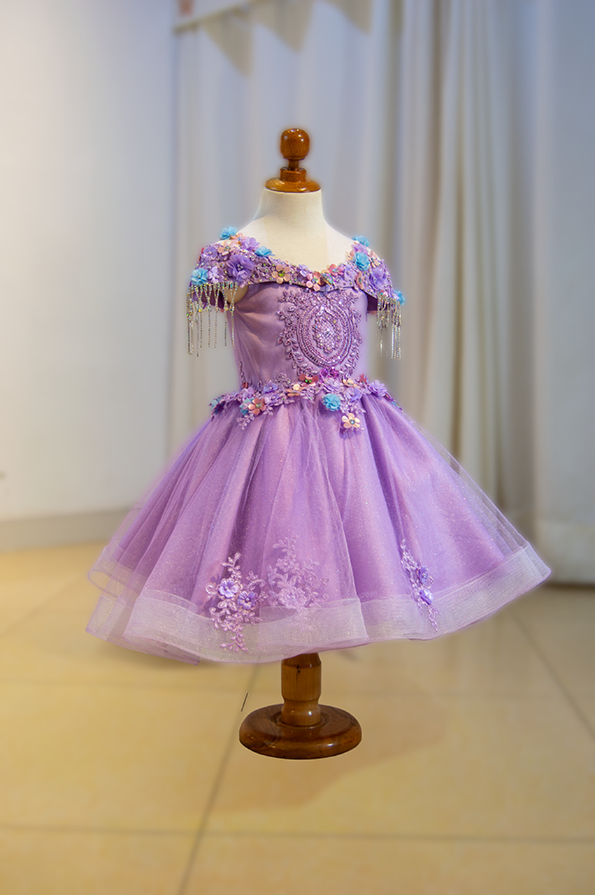 vestido de niña lila rapunzel 4