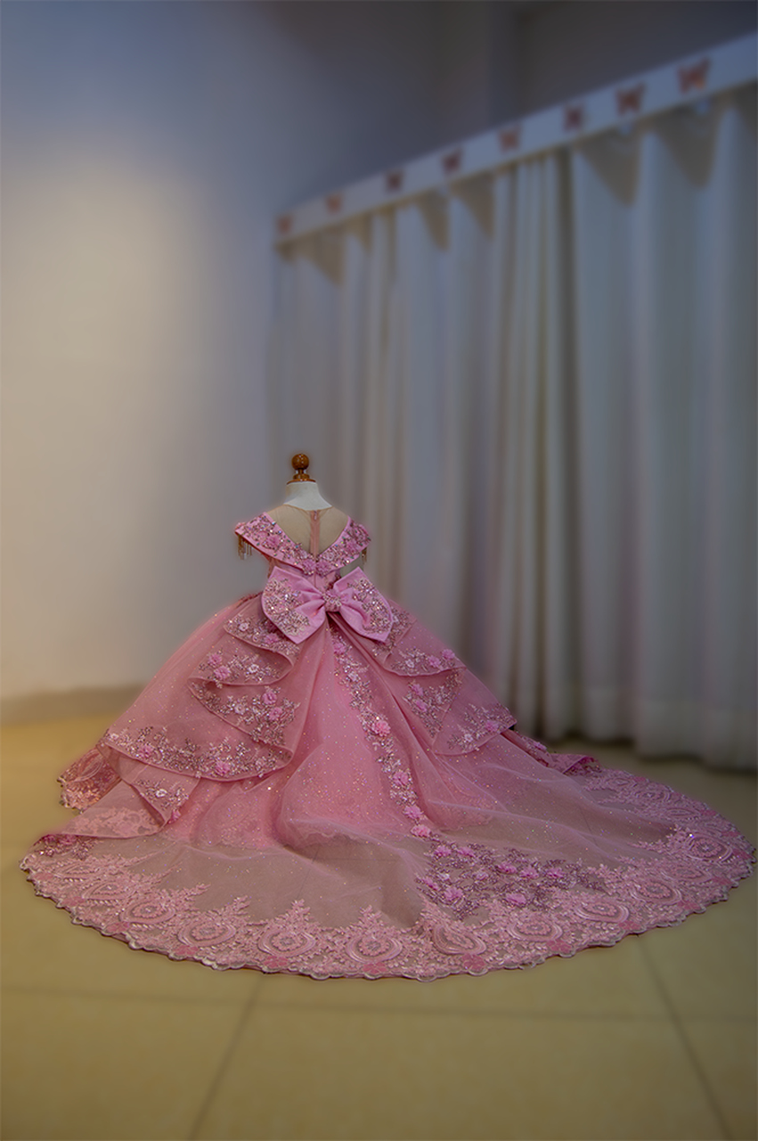 vestido de niña rosado aurora 3