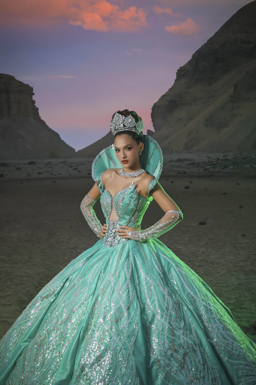 vestido de quinceañera princesa verde cemento 2