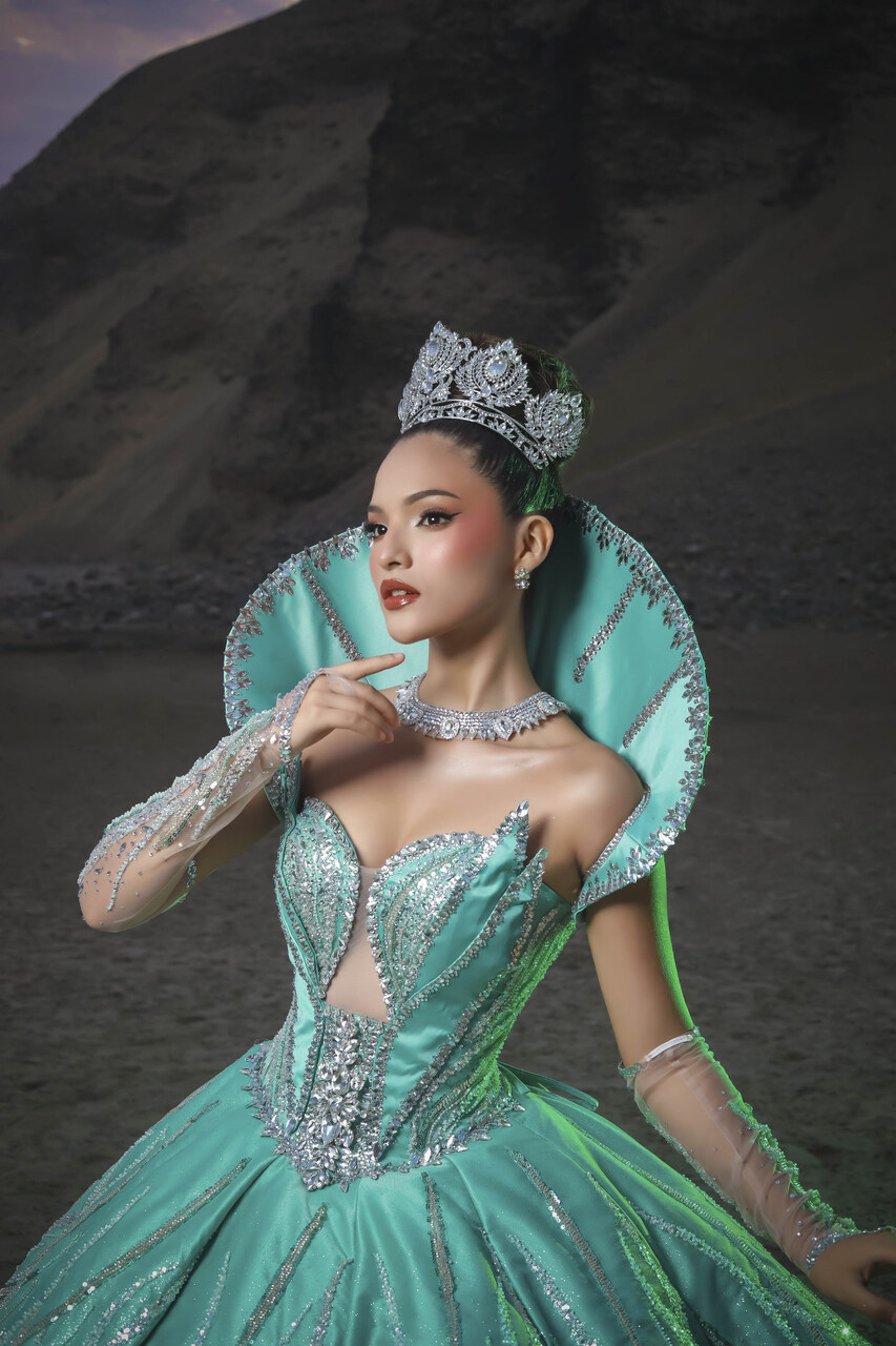 vestido de quinceañera princesa verde cemento 4