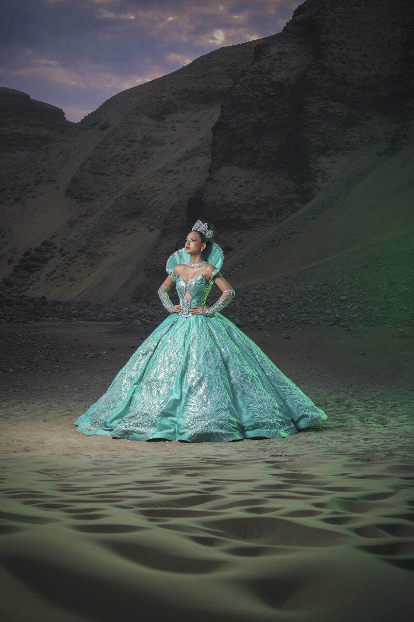 vestido de quinceañera princesa verde cemento 1