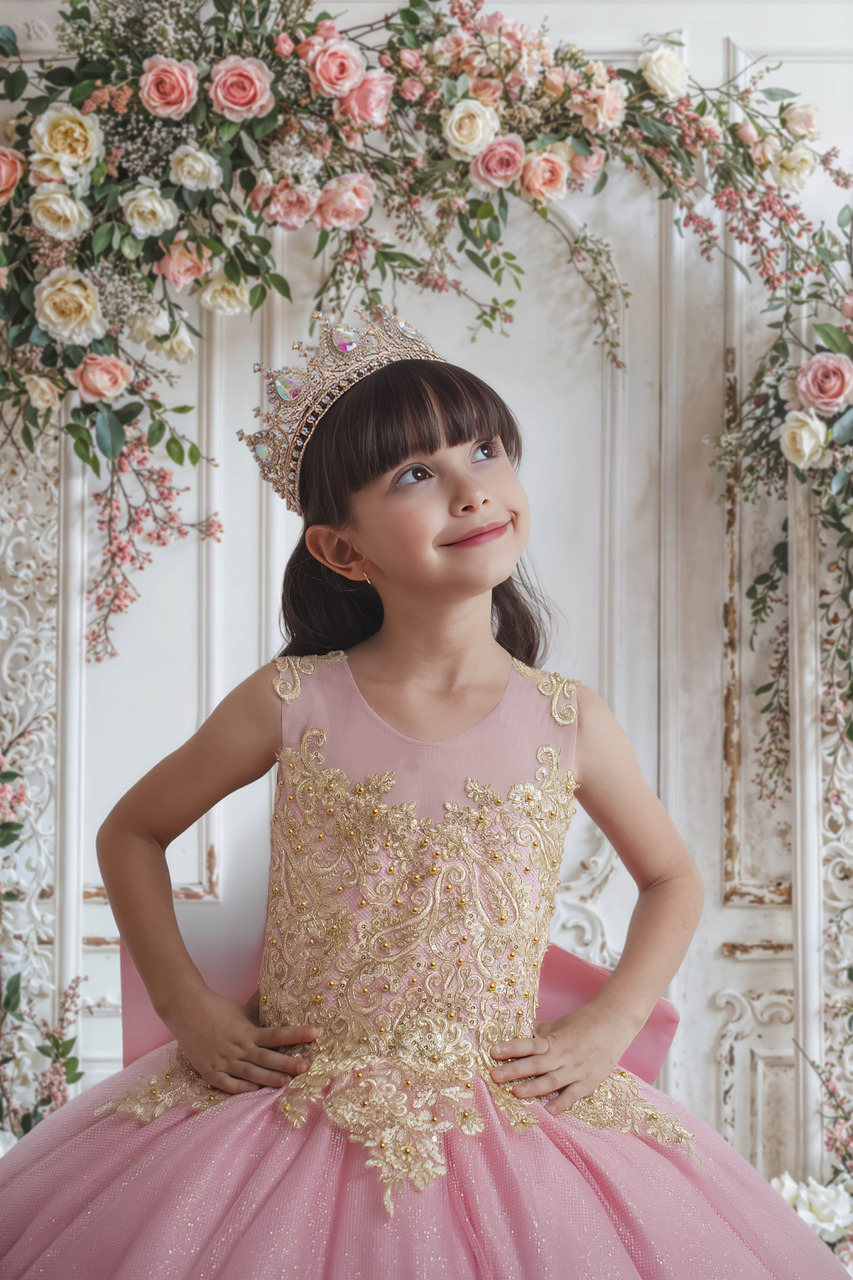 vestido-nina-rosado-bordado-dorado 2